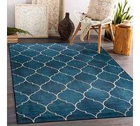 rugsx Tapis Moderne Lavable Andre pour la Chambre des Enfants, Le Salon, l'entrée, Moquette Lavable en Machine, Treillis marocain, antidérapant - Bleu 120x170 cm
