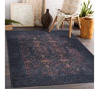 rugsx Tapis Moderne Lavable Andre pour la Chambre des Enfants, Le Salon, l'entrée, Moquette Lavable en Machine, Ornement, Vintage, antidérapant - Noir/Terracotta 120x170 cm
