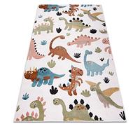 rugsx Tapis pour Enfants Fun Dino Moderne, pour Chambre d'enfant, d'adolescent, Design Original, Dinosaures crème 80x150 cm