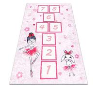rugsx Tapis pour Enfants Junior 51828.802 Marelle, Ballerine, pour Les Enfants, antidérapant - Rose 80 x 150 cm