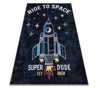rugsx Tapis pour Enfants Junior 52069.801 Espace, Fusée, pour Les Enfants, antidérapant - Noir 160x220 cm