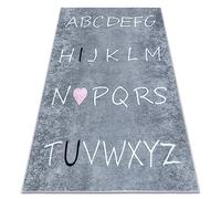 rugsx Tapis pour Enfants Junior 52106.801 Alphabet pour Les Enfants, antidérapant - Gris 200x290 cm