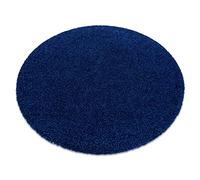 rugsx Tapis SOFFI Shaggy 5cm; pour la Chambre des Enfants, Le Salon, la Chambre à Coucher, moquettes à Poils Longs, Descente de lit, Bleu foncé, Cercle 100 cm