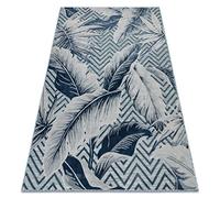 rugsx Tapis Structurel Botanic Plumes, Zigzag tissé à Plat sur Balcon, terrasse, Salon, Chambre à Coucher, Chambre d'enfant, Bureau - Bleu Aqua 78x150 cm