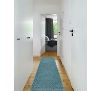 rugsx Tapis, Tapis de Course SOFFI Shaggy 5cm; pour la Cuisine, Le Hall, Le Couloir, moquettes à Poils Longs, Bleu 80x300 cm