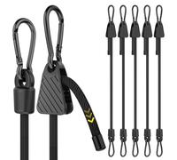 Rugtol Sangles élastiques réglables avec crochets, lot de 6 - Sangles élastiques robustes avec mousqueton pour extérieur, noires - Sangles élastiques super réglables facilement de 17,8 cm à 121,9 cm