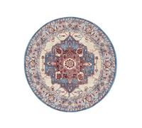 RugVista Amina, Tapis intérieur et extérieur, Modernes, Ø 160 cm, Rond, Poil Ras, Porch, Lavage à la Main Seulement, Résistant aux UV, Rouge/Bleu