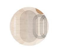 RugVista Amphi Tapis Moderne, Ø 240 cm, Rond, Poil Moyen, Nettoyage à Sec, Salon, Salle de séjour, Chambre, Salle à Manger, Beige/Jaune