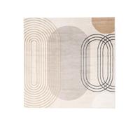 RugVista Amphi Tapis Moderne, 200x200 cm, Carré, Poil Moyen, Nettoyage à Sec, Salon, Salle de séjour, Chambre, Salle à Manger, Beige/Jaune