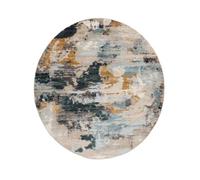 RugVista Arty Mind Tapis Moderne, Ø 200 cm, Rond, Poil Court, Nettoyage à Sec, Salon, Salle de séjour, Chambre, Salle à Manger, Beige/Foncé Gris