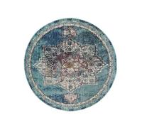 RugVista Balmoral Tapis Moderne, Ø 150 cm, Rond, Poil Moyen, Nettoyage à Sec, Salon, Salle de séjour, Chambre, Salle à Manger, Foncé Teal