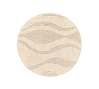 RugVista Breeze Tapis de Bain Moderne, Ø 90 cm, Rond, Poil Court, Lavable en Machine jusqu'à 30°, Salle de Bain, Toilette, Antidérapant, Blanc crème Beige