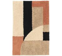 RugVista Cadiz Tapis de Bain Moderne, 60x90 cm, Rectangulaire, Poil Moyen, Lavable en Machine jusqu'à 30°, Salle de Bain, Toilette, Antidérapant, Beige/Terracotta