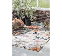 RugVista Cherri, Tapis d'intérieur et d'extérieur, Poils Courts, Rectangulaire, 140 x 200 cm, Résistant aux UV, résistant à l'eau, hypoallergénique, pour Balcon, Cour, Jardin et Patio, Beige/Rose