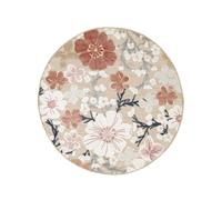 RugVista Cherri Tapis intérieur et extérieur Moderne, Ø 150 cm, Rond, Poil Moyen, Lavage à la Main, Salon, Chambre, Patio, Balcon, Terrasse, Jardin, Cour, Résiste à l'eau et aux UV, Beige/Rose