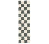 RugVista Chessie, Tapis, 80 x 300 cm, Rectangulaire, Poil Haut, Salle de séjour, Chambre, Couloir, Nettoyage à Sec Seulement, Oeko_tex_100, Vert/Off Blanc