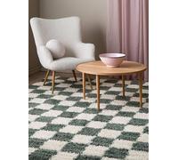 RugVista Chessie Tapis Moderne, 100x160 cm, Rectangulaire, Poil Long, Nettoyage à Sec, Salon, Salle de séjour, Chambre, Salle à Manger, Vert/Off Blanc