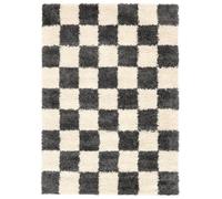 RugVista Chessie Tapis Moderne, 140x200 cm, Rectangulaire, Poil Long, Nettoyage à Sec, Salon, Salle de séjour, Chambre, Salle à Manger, Foncé Gris/Off Blanc