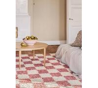 RugVista Chessie Tapis Moderne, 160x230 cm, Rectangulaire, Poil Long, Nettoyage à Sec, Salon, Salle de séjour, Chambre, Salle à Manger, Rose/Off Blanc