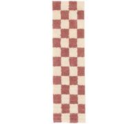 RugVista Chessie Tapis Moderne, 80x300 cm, Coureur, Poil Long, Nettoyage à Sec, Salon, Salle de séjour, Chambre, Salle à Manger, Couloir, Rose/Off Blanc