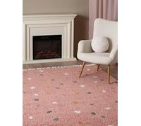 RugVista Confetti Tapis Tapis à Poils Longs/Shaggy, 140x200 cm, Rectangulaire, Poil Moyen, Nettoyage à Sec, Chambre pour Jeunes et bébés, Pas de substances nocives, Rose