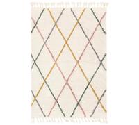 RugVista Corinna Tapis Tapis à Poils Longs/Shaggy, 140x200 cm, Rectangulaire, Poil Moyen, Nettoyage à Sec, Chambre pour Jeunes et bébés, Pas de substances nocives, Blanc/Multi