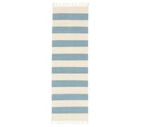 RugVista Cotton Stripe, Tapis, Kilims Moderne, 80 x 250 cm, Rectangulaire, Poil Ras, Nettoyage à Sec Seulement, Certifié Care & Fair, Clair Bleu
