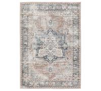 RugVista Dhabi Oriental, Tapis, Tapis Modernes, 200 x 300 cm, Rectangulaire, Poil Ras, Salle de séjour, Chambre, Cuisine, Lavage en Machine, Oeko_tex_100, Terracotta/Bleu