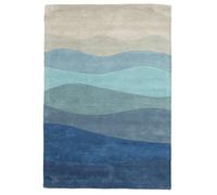 RugVista Feeling Handtufted, Tapis, Modernes Nos Designers, 140 x 200 cm, Rectangulaire, Poil Moyen, Salle de séjour, à Manger, Chambre, Nettoyage Sec Seulement, Certifié Care & Fair, Bleu