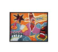 RugVista Freedom Over Oasis Tapis Moderne, 140x200 cm, Rectangulaire, Poil Moyen, Nettoyage à Sec, Salon, Salle de séjour, Chambre, Salle à Manger, Multi/Orange