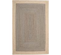 RugVista, Frida Frame, Tapis intérieur et extérieur, Tapis à Poils Ras, 200 x 300 cm, Rectangulaire, Moderne, Jute, Couloir, Care & Fair, Terrasse, Salon, Tapis d'extérieur, Gris/Naturel, Gris