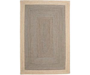 RugVista, Frida Frame, Tapis intérieur et extérieur, Tapis à Poils Ras, 200 x 300 cm, Rectangulaire, Moderne, Jute, Couloir, Care & Fair, Terrasse, Salon, Tapis d'extérieur, Gris/Naturel, Gris