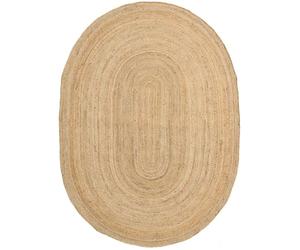 RugVista Frida Oval, Tapis, Modernes, 160 x 230 cm, Rectangulaire, Poil Ras, Salle de séjour, à Manger, Chambre, Cuisine, Nettoyage Sec Seulement, Certifié Care & Fair, Beige