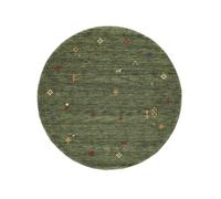 RugVista Gabbeh Giza Tapis gabbeh Oriental, Ø 150 cm, Rond, Poil Moyen, Nettoyage à Sec, Salon, Salle de séjour, Chambre, Salle à Manger, Fabriqué à la Main, Forest Vert