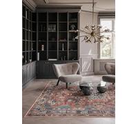 RugVista Galaxy Oriental, Tapis, Orientaux, 120 x 180 cm, Rectangulaire, Poil Ras, Salle de séjour, Chambre, Cuisine, Lavage en Machine, Rouille/Bleu
