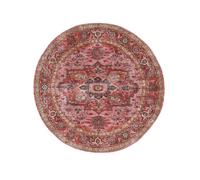RugVista Georgia Oriental Tapis Moderne, Ø 120 cm, Rond, Poil Court, Lavable en Machine jusqu'à 30°, Salon, Salle de séjour, Chambre, Salle à Manger, Cuisine, Résiste à l'eau, Rouge/Rose