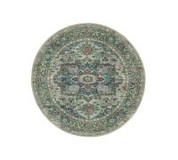 RugVista Georgia Oriental Tapis Moderne, Ø 160 cm, Rond, Poil Court, Lavable en Machine jusqu'à 30°, Salon, Salle de séjour, Chambre, Salle à Manger, Cuisine, Résiste à l'eau, Vert/Multi