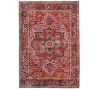 RugVista Georgia Oriental Tapis Moderne, 160x230 cm, Rectangulaire, Poil Court, Lavable en Machine jusqu'à 30°, Salon, Salle de séjour, Chambre, Salle à Manger, Cuisine, Résiste à l'eau, Rouge/Rose