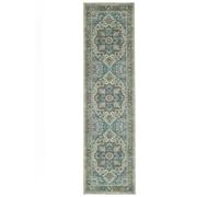 RugVista Georgia Oriental Tapis Moderne, 80x300 cm, Coureur, Poil Court, Lavable en Machine 30°, Salon, Salle de séjour, Chambre, Salle à Manger, Couloir, Cuisine, Résiste à l'eau, Vert/Multi