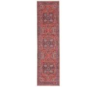 RugVista Georgia Oriental Tapis Moderne, 80x300 cm, Coureur, Poil Court, Lavable en Machine 30°, Salon, Salle de séjour, Chambre, Salle à Manger, Couloir, Cuisine, Résiste à l'eau, Rouge/Bleu