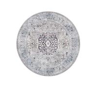 RugVista Gina Oriental, Tapis, Tapis Modernes, Ø 160 cm, Rond, Poil Ras, Salle de séjour, Chambre, Lavage en Machine, Oeko_tex_100, Gris/Beige