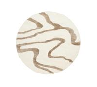 RugVista Ginori Tapis Tapis à Poils Longs/Shaggy, Ø 240 cm, Rond, Poil Long, Nettoyage à Sec, Salon, Salle de séjour, Chambre, Salle à Manger, Off Blanc/Beige