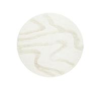 RugVista Ginori Tapis Tapis à Poils Longs/Shaggy, Ø 240 cm, Rond, Poil Long, Nettoyage à Sec, Salon, Salle de séjour, Chambre, Salle à Manger, Off Blanc
