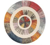 RugVista Going Round Tapis, Ø 200 cm, Multicolore | Rond, Poil moyen, Nettoyage à sec seulement, Oeko-Tex 100, Salle de séjour, Salle à manger, Chambre, Cuisine