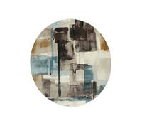RugVista K-Pax Tapis intérieur et extérieur Moderne, Ø 150 cm, Rond, Poil Court, Nettoyage à Sec, Salon, Chambre, Patio, Balcon, Terrasse, Jardin, Cour, Résiste à l'eau et aux UV, Marron/Beige