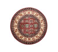 RugVista Kazak Simav Tapis Ziegler/Kazak Oriental, Ø 150 cm, Rond, Poil Moyen, Nettoyage à Sec, Salon, Salle de séjour, Chambre, Salle à Manger, Rouge/Beige