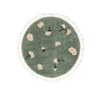 RugVista Linnea Tapis Tapis à Poils Longs/Shaggy, Ø 100 cm, Rond, Poil Moyen, Nettoyage à Sec, Chambre pour Jeunes et bébés, Pas de substances nocives, Vert