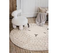 RugVista Lollo Lamm Tapis pour Chambre d'enfant, Ø 100 cm, Rond, Poil Moyen, Nettoyage à Sec, Chambre pour Jeunes et bébés, Pas de substances nocives, Greige/Beige