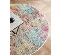 RugVista Monet, Tapis, Tapis Modernes, Ø 200 cm, Rond, Poil Moyen, Salle de séjour, à Manger, Chambre, Cuisine, Nettoyage Sec Seulement, Oeko_tex_100, Multicolore