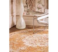 RugVista Nadia Tapis Moderne, Ø 200 cm, Rond, Poil Court, Nettoyage à Sec, Salon, Salle de séjour, Chambre, Salle à Manger, Orange